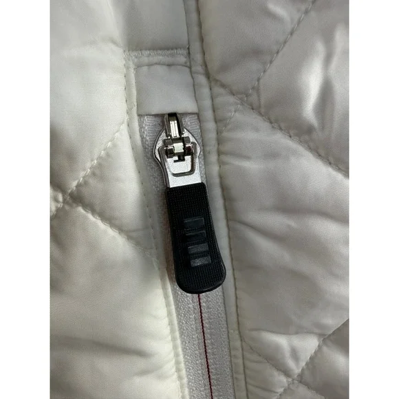 Lands End Womens White Quilted PrimaLoft Hooded Puffer Jacket Pink Lining Size M - Picture 15 of 17